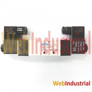 WEB INDUSTRIAL - AIRTAC - 4V230C08BG valvula de centro cerrado 5/3 vias de doble solenoide ¼” 24VDC